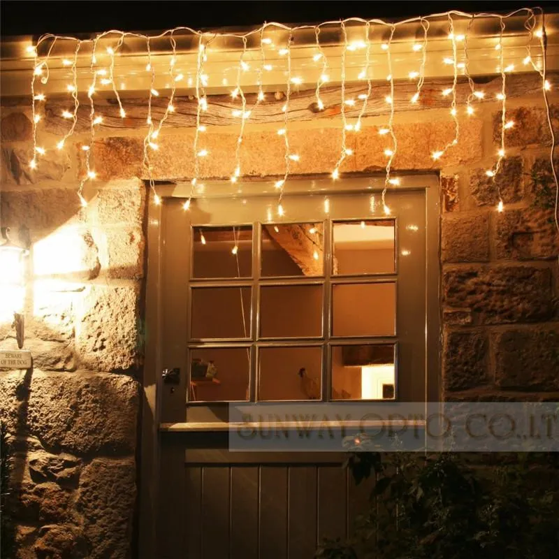 Stringhe luci natalizie decorazione esterna da 5 metri Droop 0,3-0,5 m tende a led I ghiacciolo corda per l'anno nuziale ghirlanda ghirlance luce