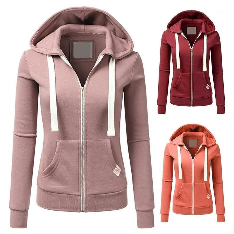 Frauen Hoodies Sweatshirts 2022 Winter Outdoor Sport Einfarbig Langarm Casual Frauen Herbst Taschen Zipper Sport Mantel