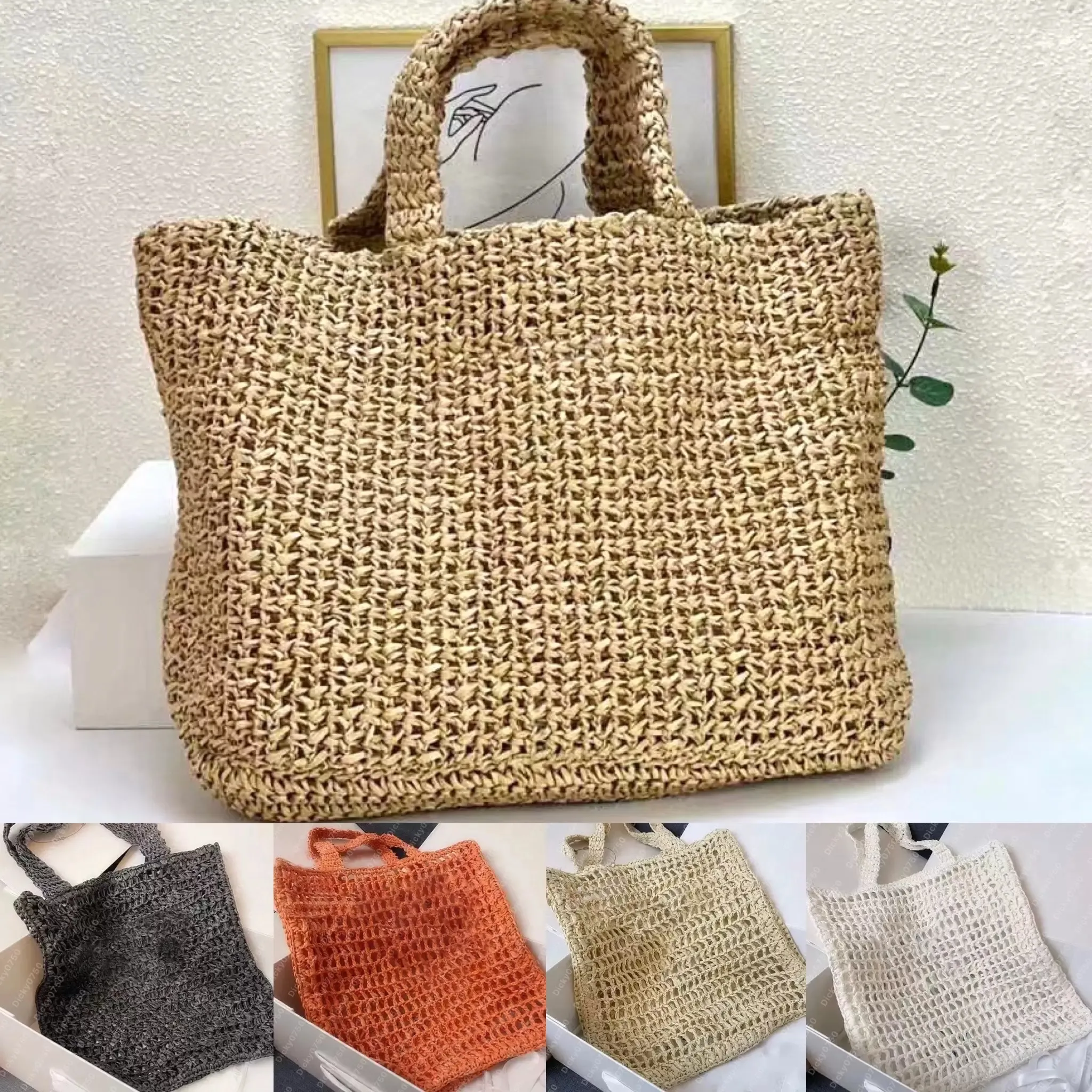 Designer-Schultertasche aus Raffiabast, Tragetasche für Damen, Strandtaschen, Luxus-Handtaschen, atmungsaktive Mesh-Taschen, gewebt, für den Sommer, Stroh, Mikrofaser, bestickt