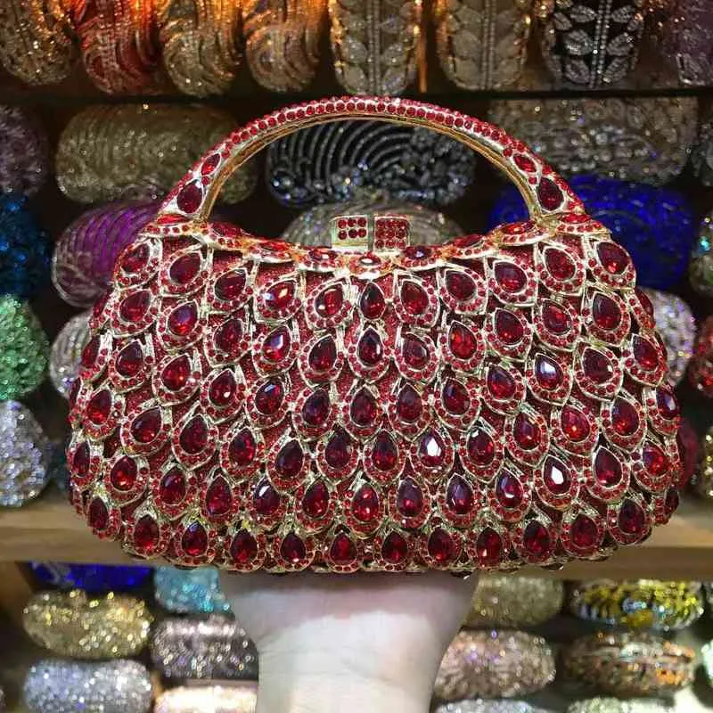 Borse da sera Cristalli all'ingrosso 10 colori Borsa a tracolla rossa Borse a tracolla Pochette da donna Pochette da sera da sposa Borse per feste di nozze 220318