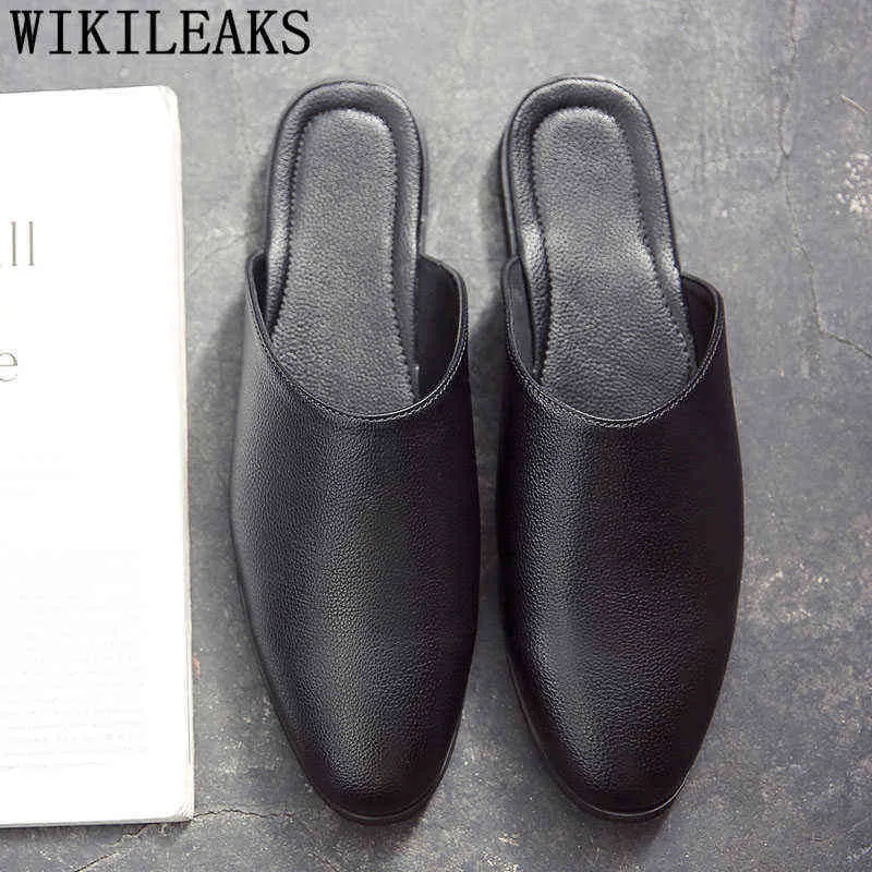 Dres Shoe Half For Men COIFFEUR Designer Włoska moda na swobodną skórę Mule Masculino Brand Teni 220723