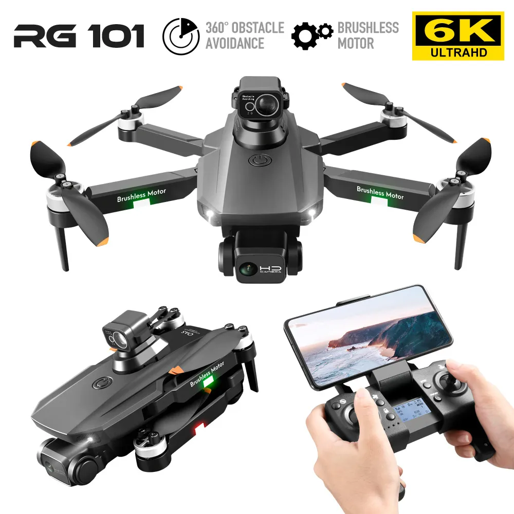 RG101 MAX GPS 드론 장애물 회피 6K HD 듀얼 카메라 5G WiFi Aerial Photography Foldable Brushless Motor Dron