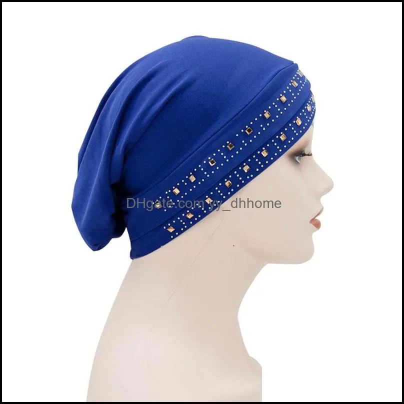 women girl solid color bandanas turban hat elastic skull caps hair care fashion accessories sleep beanie