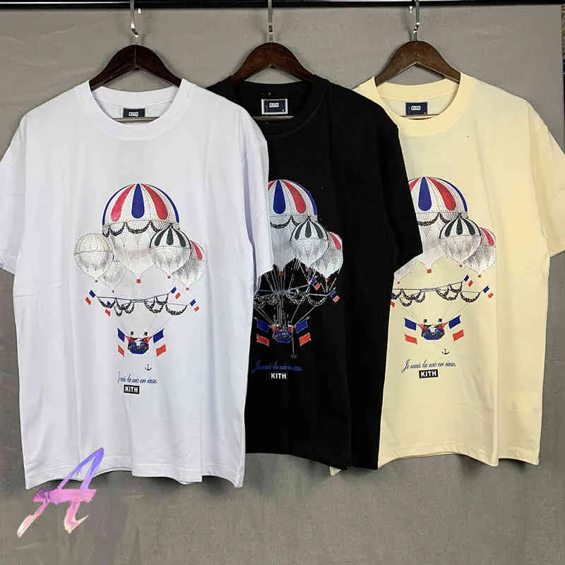 T Shirt Kith 22ss Balon gorące powietrze Kith T-shirt mężczyźni kobiety moda swobodna luźne kobiety męskie t harajuku