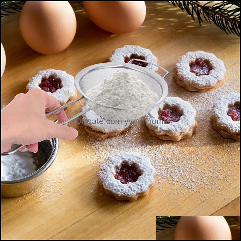 2/3pcs stainless steel flour sieve colander mesh handheld oil tea strainer filter kitchen pastry baking accessories & tools
