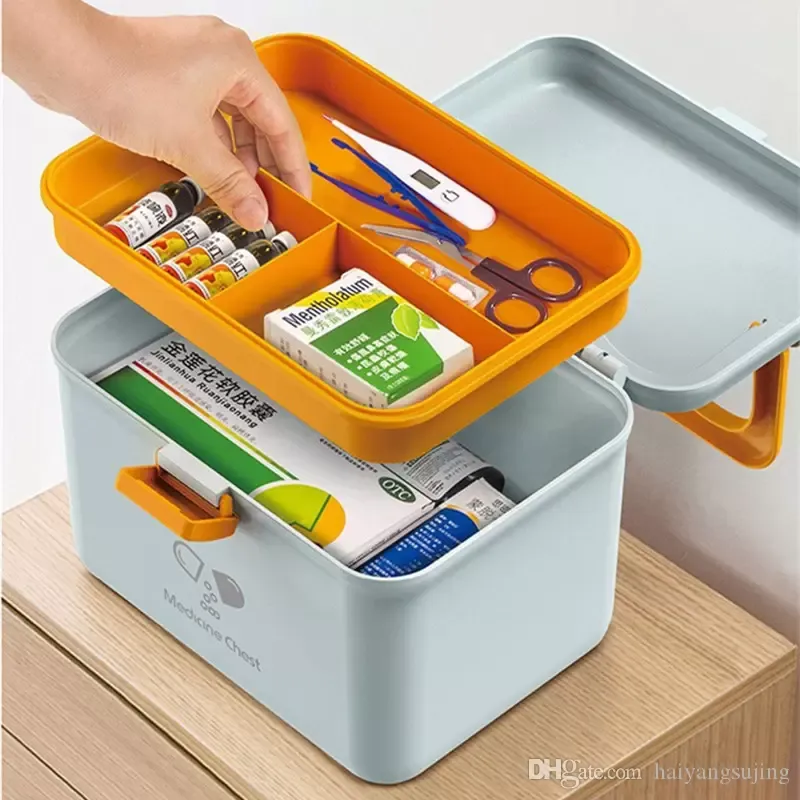 Stor medicinska ruta PP Miljöskyddsresor resväska dubbelskikt hushållspåse bärbar resväska säkerhetsskydd verktygslåda väska