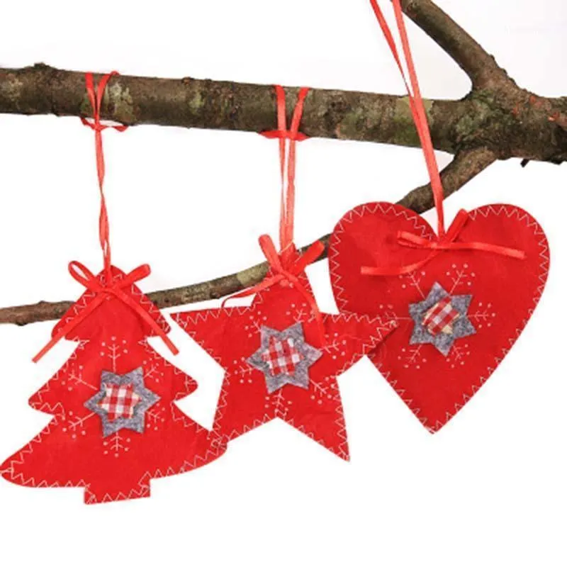 Kerstdecoraties boomhangende ornamenten Chinees jaar hart pentagram vorm vilt voor huis kerstfeestdecoratie benodigdheden