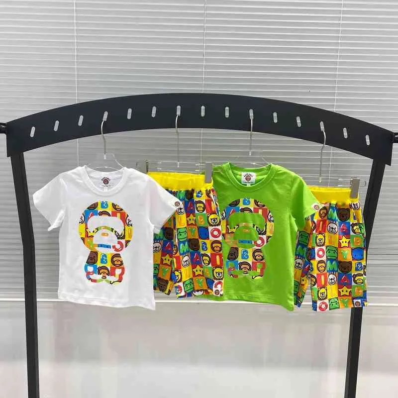 子供用半袖ショーツスーツAPEマンモンキーヘッドコットンTシャツボーイズサマースーツx25