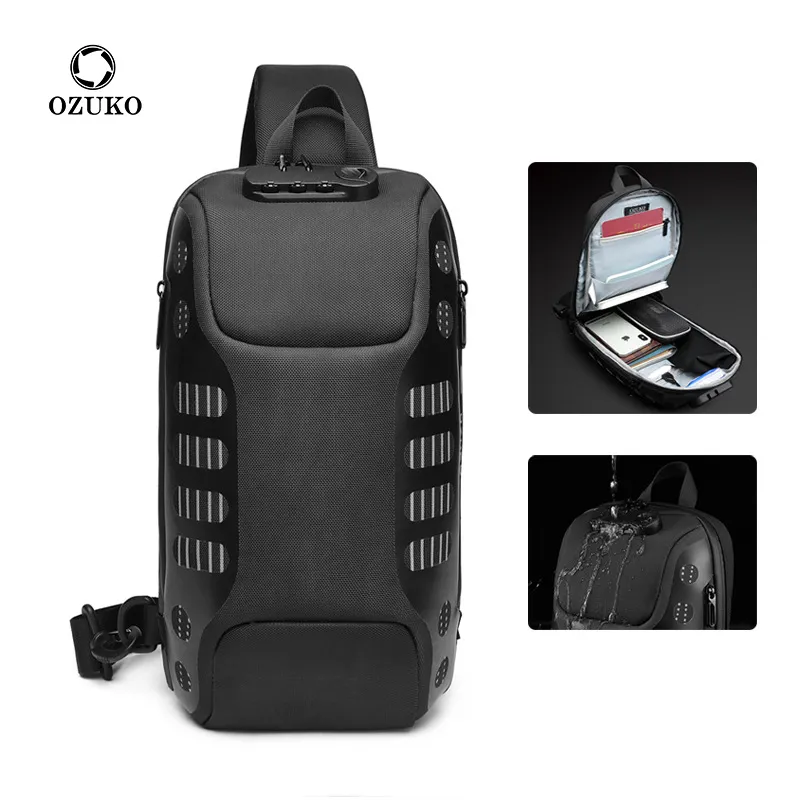 Whole factory ozuko brand leather shoulder bags are popular this year Lightweight wear-resistant men chest bag outdoor sports 262k