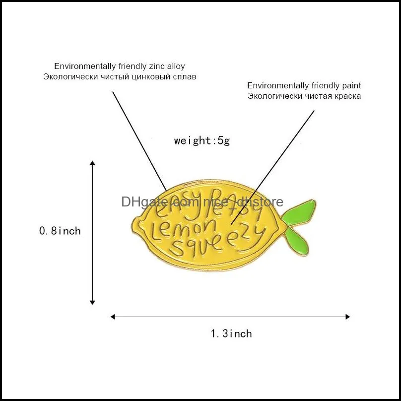 new cute yellow lemon fruit brooch `easy peasy lemon squeezy yellow lemon bright enamel pins badge backpack lapel brooches