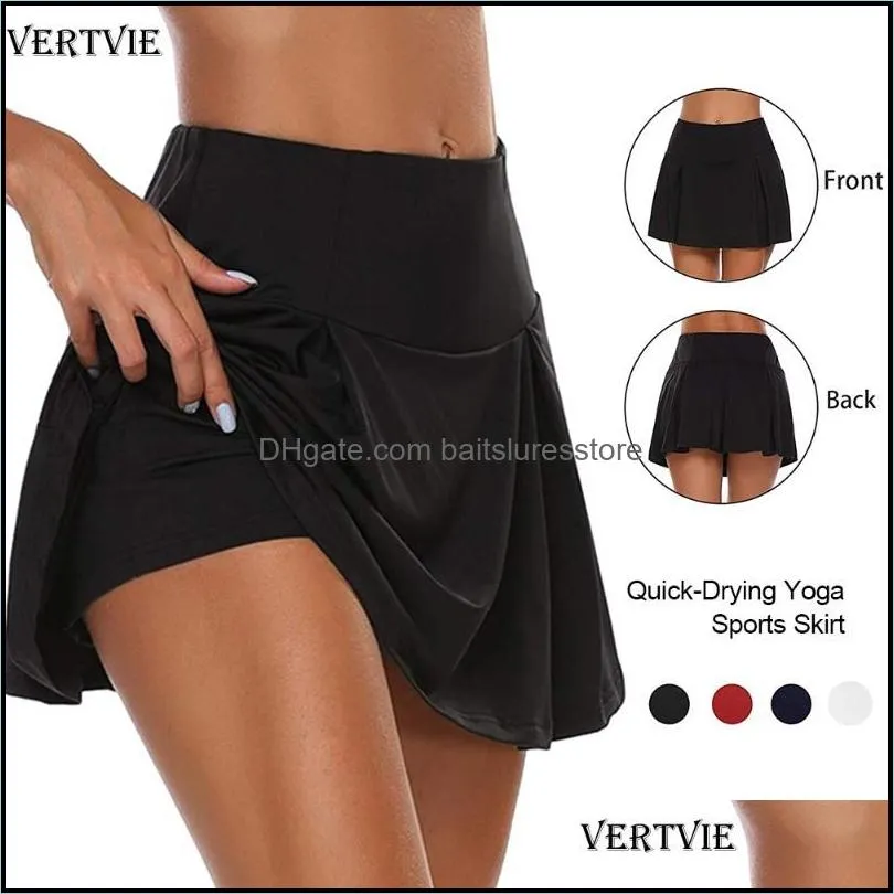 VERTVIE Summer Running Shorts Women 2 In 1 Quick Dry Yoga Shorts Gym Loose Sport Breathable Tennis Skirt Girls Pantskirt