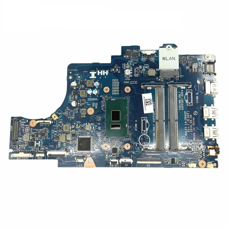 BAL21 LA-D802P MB för Dell 15 5567 17 5767 Laptop Motherboard med i5-7200U CPU DDR4 100% helt testad CN-0DG5G3 0DG5G3 DG5G3