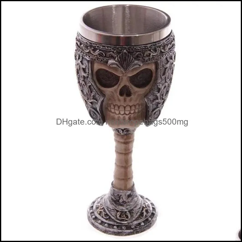 Beer Mugs 3D Gothic Stainless Steel Creative Skull Water Cup Dragon Skeleton Design for Bar Party Home Stein Goblet Mug Halloween