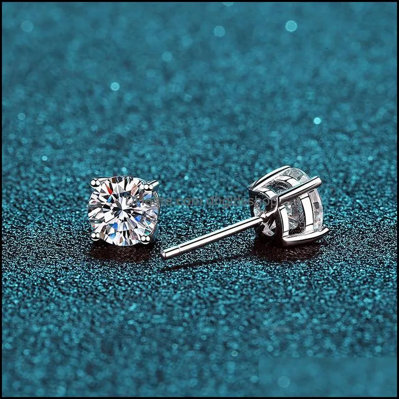 925 Classic Silver F Color Moissanite VVS Fine Lab Grown Diamond Earrings Stud Earrings With Certificate Perfect Womens Gift For 2021 Drop Delivery Vus89 From Dhgirlsshop 26.74 DHgate.Com