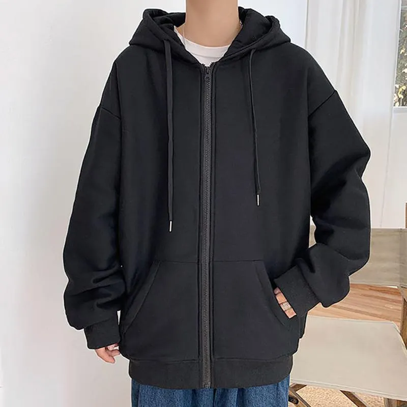 Erkek Hoodies Sweatshirts Harajuku Siyah fermuarlı sweatshirt Kış ceket büyük boyutlu kapüşonlu erkekler ve erkekler artı boyutu retro kazak üst
