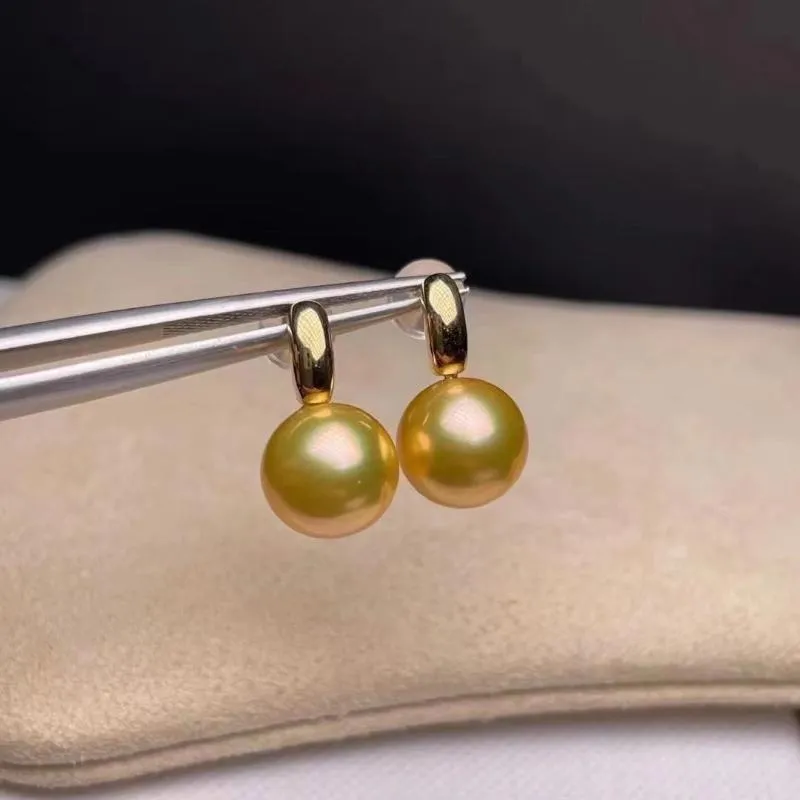 Dangle Lustre Shilovem 18k Or Jaune Naturel Perles D'eau Douce Boucles D'oreilles Fine Jewelry Femmes À La Mode De Mariage Usine Myme8.5-94411zz