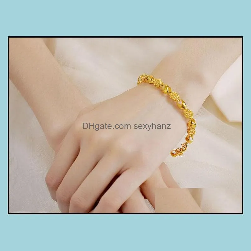 gold link chain bracelets jewelry for women girl hot sale lady bracelet gift fashion jewellery wholesale free shipping 0705wh