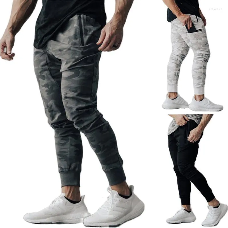 Calça masculina masculto joggers fitness masculino esportivo de cor sólida camuflagem impressa na cintura mid slim fit academia longa academia de ginástica rastrear calntsmen's drak22