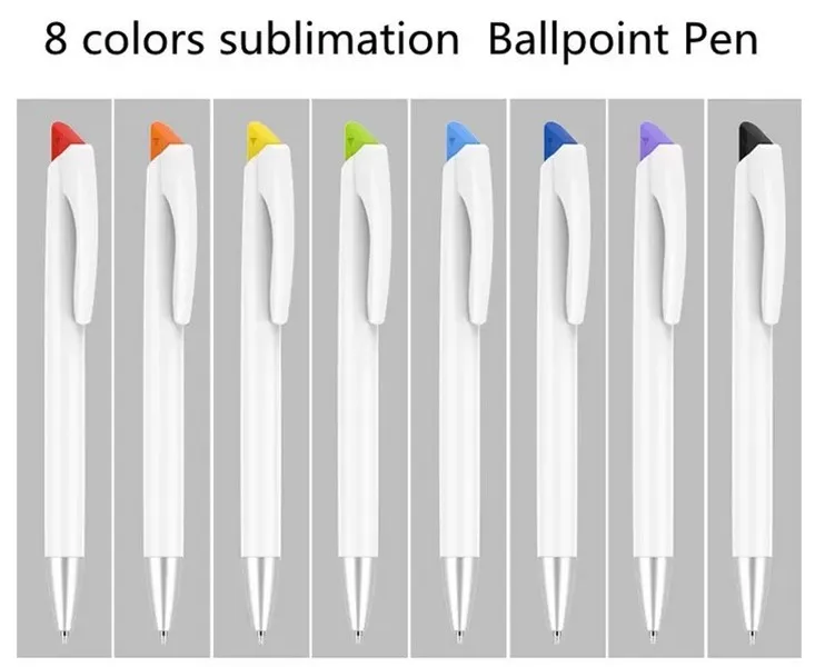 Partihandel kulspetspenna för sublimering Blank roterbar vit hållare Ballpoint med färgstarkt klipp DIY Office Schoo