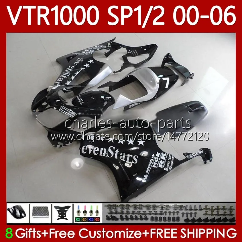 Kropps kit för Honda VTR1000 RTV1000 RC51 00 01 02 03 04 05 06 Bodywork 123NO.64 VTR 1000 SP1 SP2 2000 2001 2002 2003 2004 2005 2006 VTR-1000 2000-2006 Fairing Sevenstars