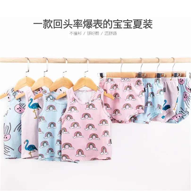 TinyPeople baby girl summer clothes 2/piece baby girl outfit set born baby boy clothes cute infant dress kids gift LJ201223