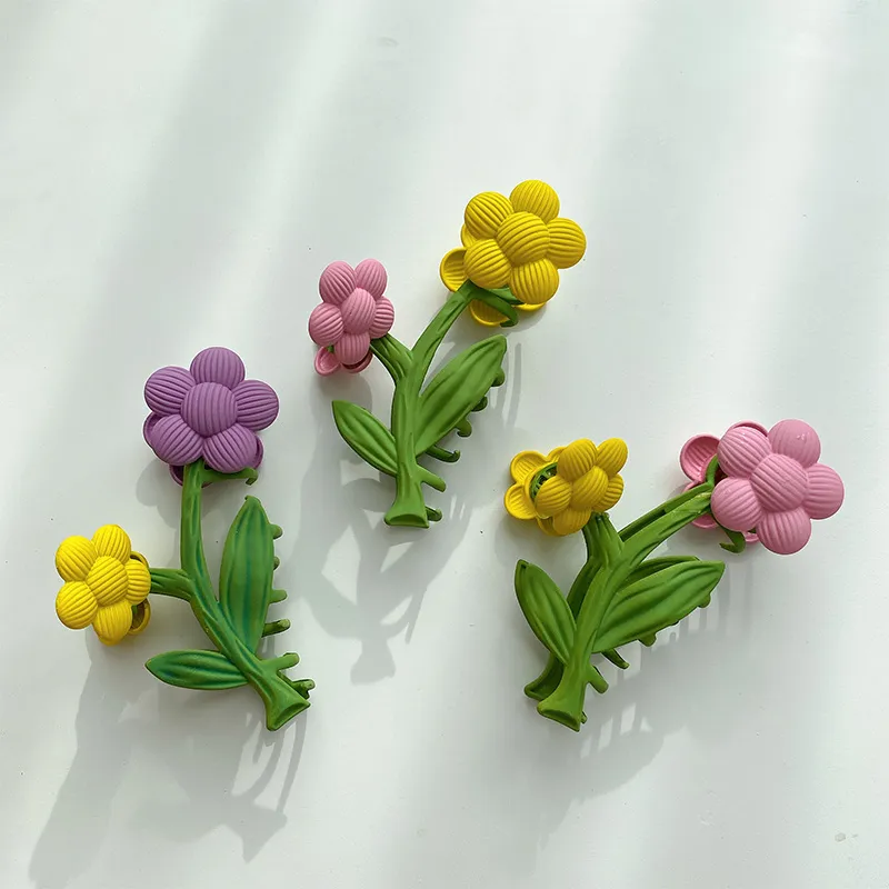 Lengte 8,8 cm kleur driedimensionale bloemhaar klem geometrische bloemenlegering haar klauw clips medium haarspelden paardenstaart scrunchies accessoires