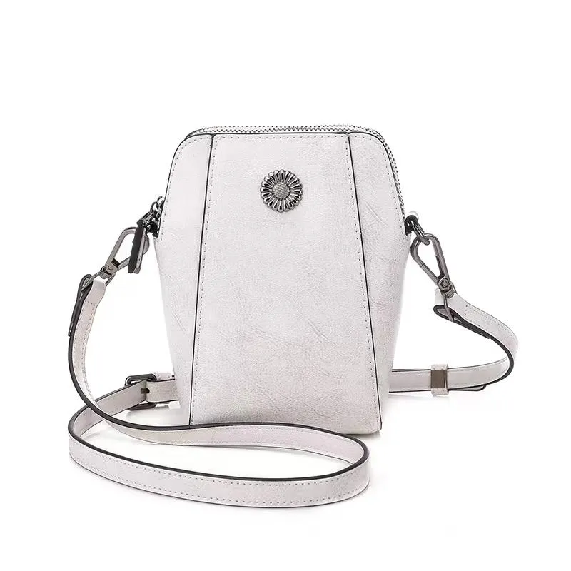 Sacs de soirée Sac de téléphone portable en cuir pour femme Sac à bandoulière unique Sac à main Mode All-Match Huile Cire Cowhide Casual Bandoulière Petit B