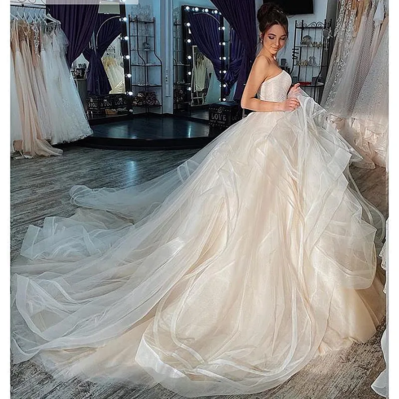 Organza layered wedding dress hotsell