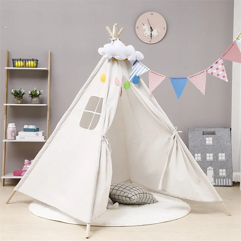 Tente pour enfants Tente Tipi pour enfants Portable Tipi Infantil maison pour enfants Cabana enfants tentes décoration tapis LED lumières 220713