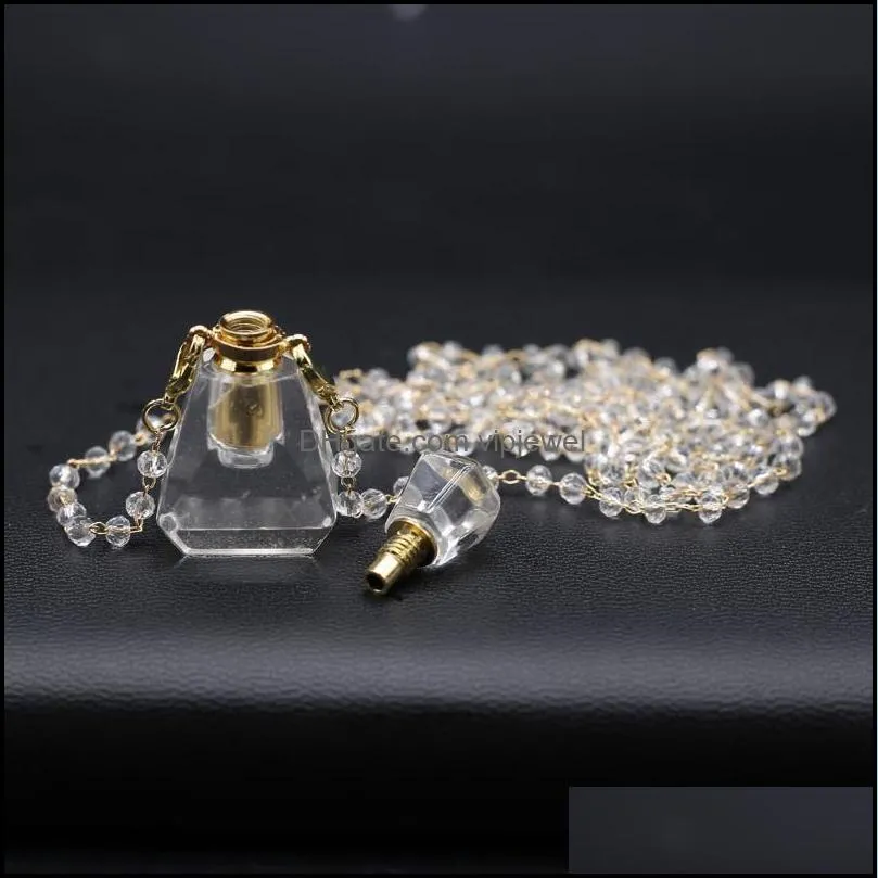 pendant necklaces fashion natural stone clear crystal necklace simple perfume bottle for women girls` jewelry party giftspendant