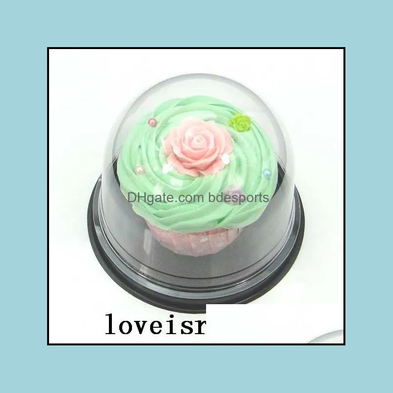 Cupcake Bakeware Kitchen Dining Bar Home Garden Nya ankomster-50st = 25Set Clear Plastic Cake Dome Favor Boxes Container Wedding Party Dec Dec
