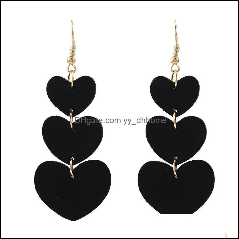 heart leather earrings for lady lightweight fashion double-sided dangle drop earring women girls valentine`s day gift u45fa