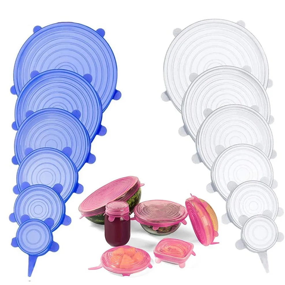 Couvercles extensibles en silicone, réutilisables, sans BPA, lot de 6  couvercles de différentes tailles, garde les aliments frais plus longtemps  : : Cuisine et Maison