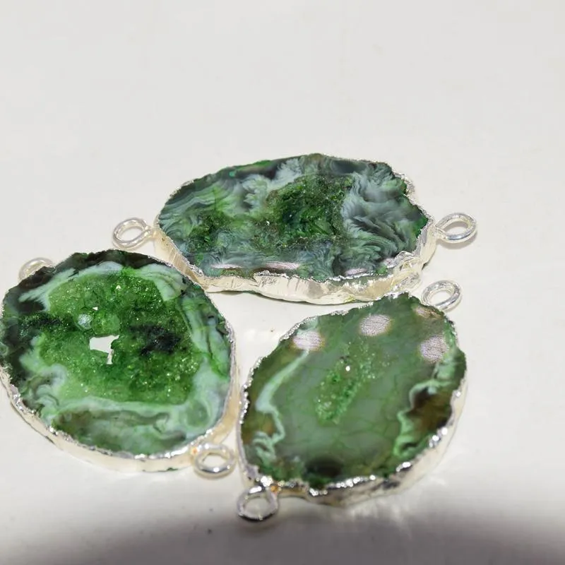 Colares pendentes conectores verdes de pedra druzosa para mulheres 2022 jóias que produzem tacos de lapidação de ouro
