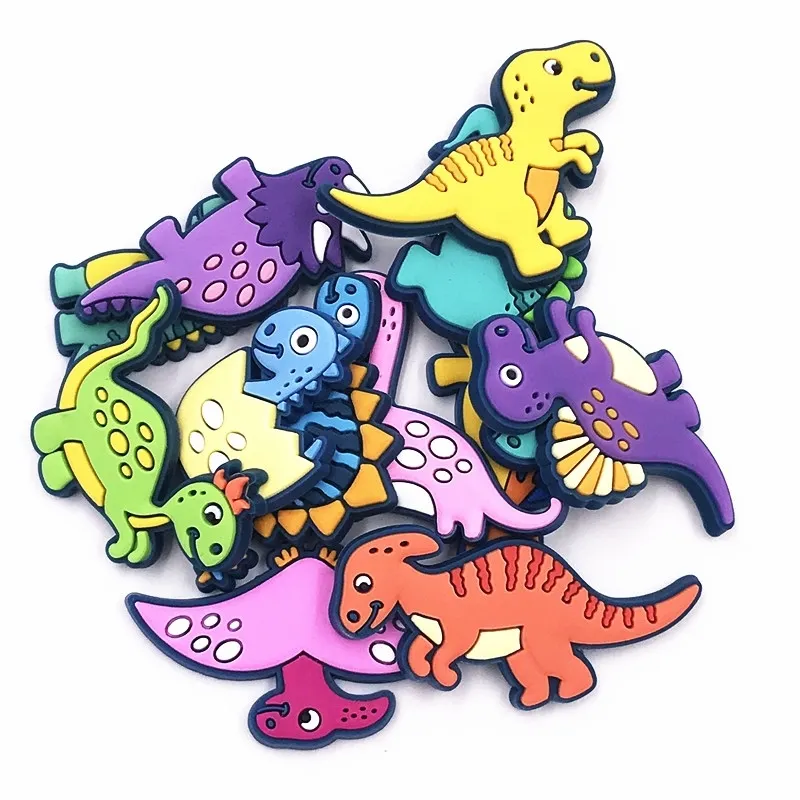 50 pièces en gros mélange dessin animé Animal dinosaure PVC artisanat dos plat pour bricolage garçons filles bijoux chaussures breloques Scrapbook embellissements