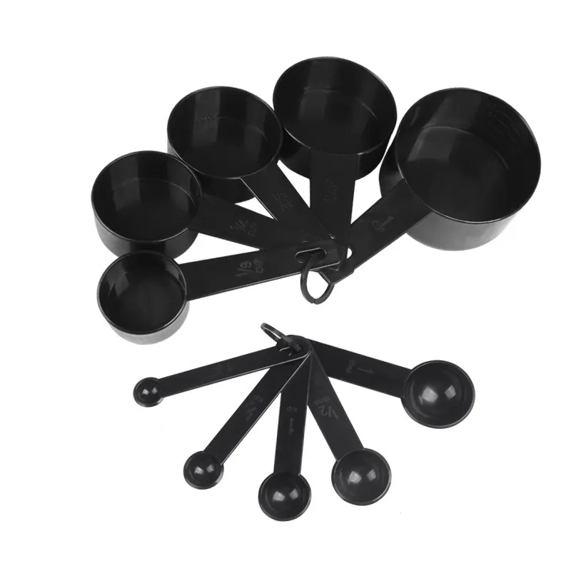 10pcs Black set plastic measuring spoons Baking measuring spoons Household  weighing tool spoons Measuring cup