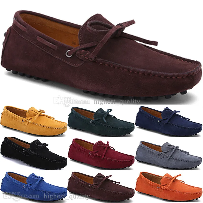 273 Nieuwe Mode heren Casual Schoenen Leer Britse stijl lente Paar Echte Erwten Scrub mannen Drive Lazy man overschoenen outdoor comfortabel ademend zwart geel