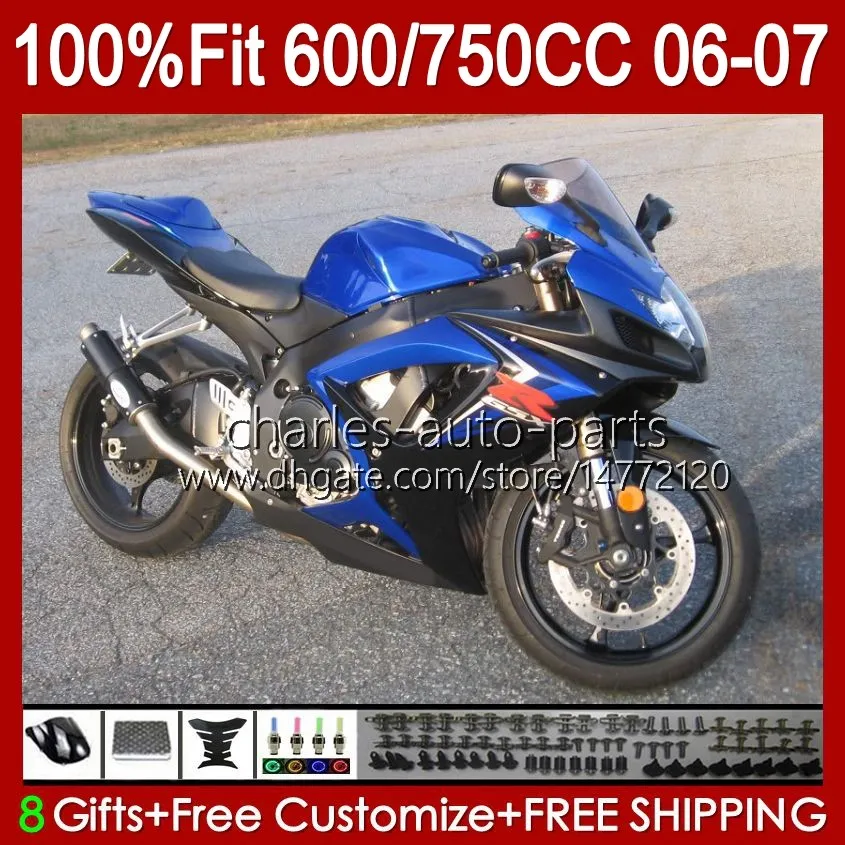 مصنع OEM For Suzuki Factory Blue GSXR-600 GSXR750 K6 GSX-R750 06-07 هيكل السيارة 130NO.84 GSXR 750CC 600CC 750 600 CC GSXR600 06 07 GSXR-750 2006 2007 حقن العفن هدية