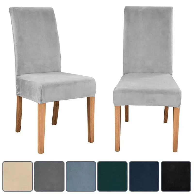 Pokrywa krzesła srebrna aksamitna pokrywka tkaniny wygodna długa elastyczna jadalnia salon Coverschair