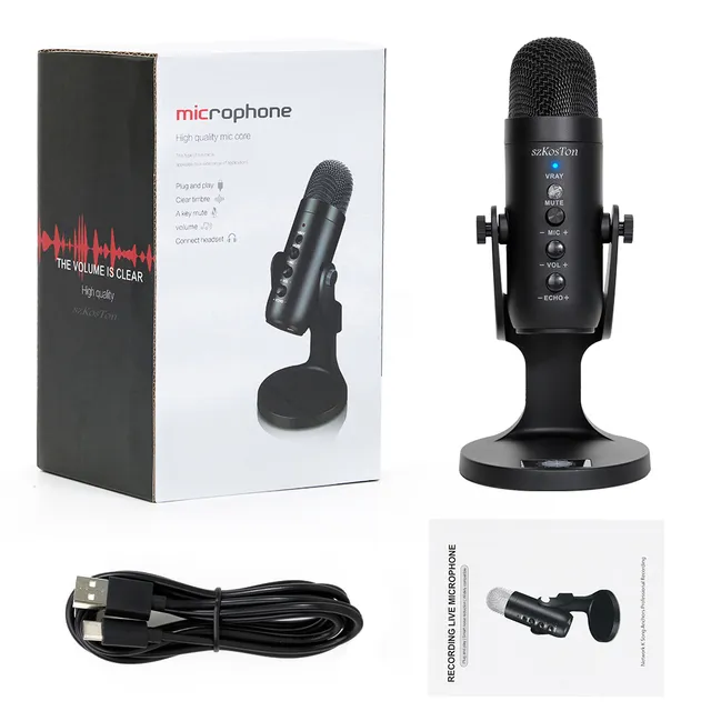 MU900 Condenser Microphone Studio Recording USB Microphone For PC