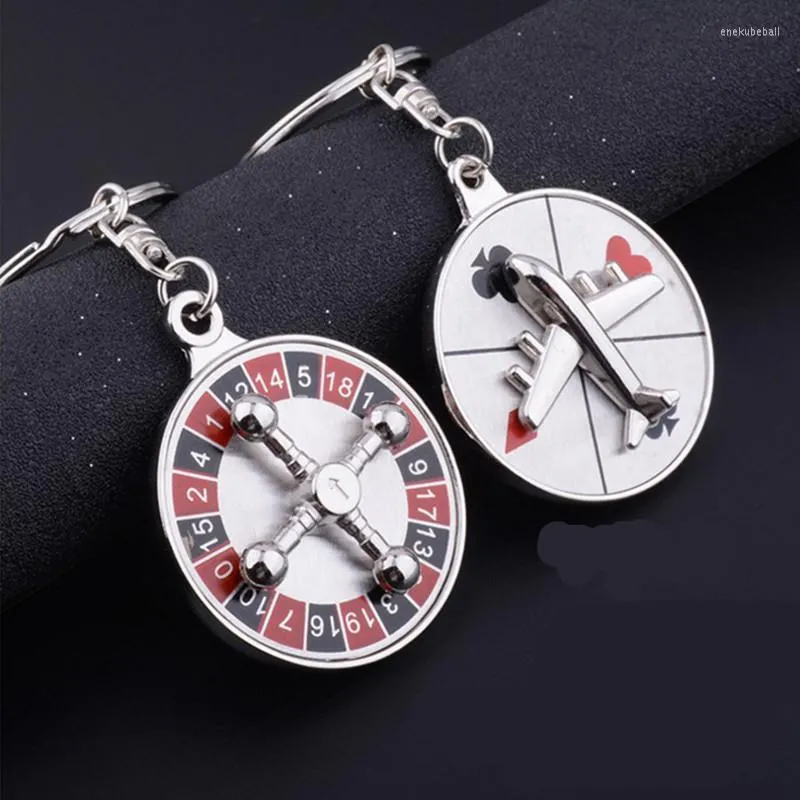 Keychains Fashion Creative Russian Turntable Key Chain Rotertable Aircraft Compass Keychain Gifts for Menwomen Jewelry Enek22