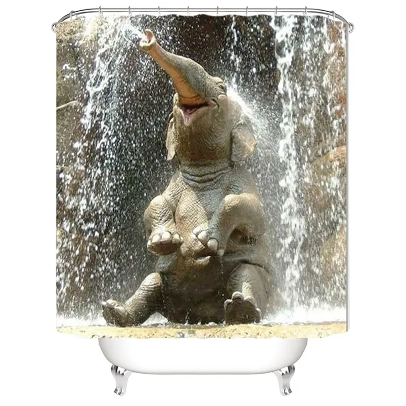 1PC 3D Elephant Water Shower Curtain Bathroom Products Waterproof Mildewproof s Wholesale T200711