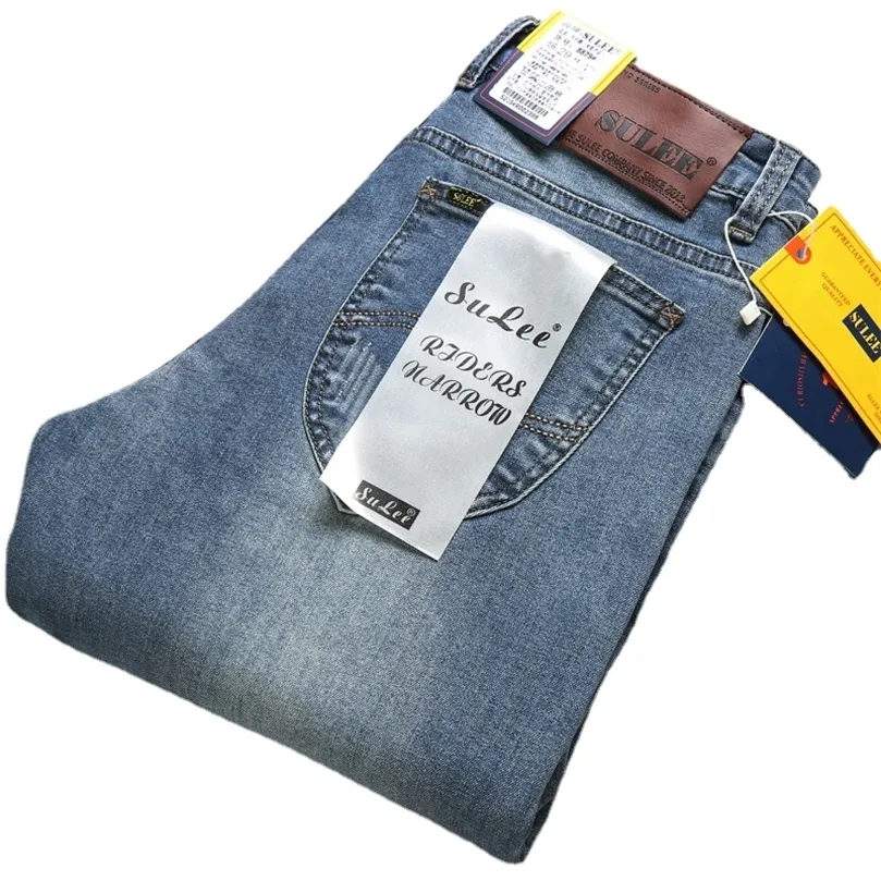 Sule Marka Slim Fit Mens Jeans Business Casual Elastic Comfort Prosty dżinsowe spodnie Mężczyzna wysokiej jakości spodnie 220620