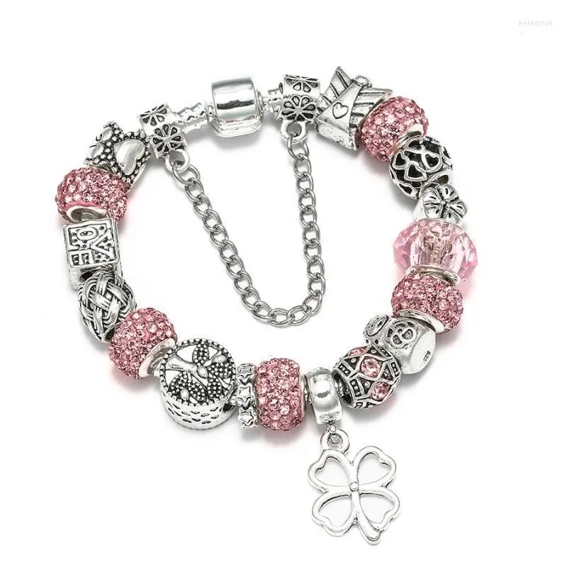 チャームブレスレットseialoy for women for oling ofing Pink Crystal Star Matryoshka Life Beaded Braceted Bangle Jewelrycharm Kent22