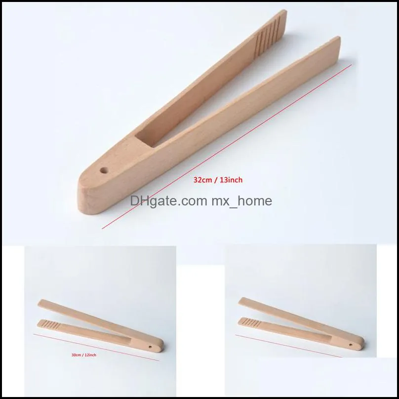 Other Bakeware Wholesale Wooden Food Clips Bread Tongs Beech Wood Dessert Dhz5E