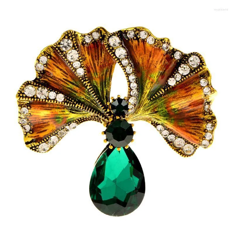 Pins Broschen CINDY XIANG Vintage Emaille Pflanze Blätter Für Frauen Strass Ginkgo Blatt Brosche Corsage Kristall Party Schmuck Mantel Roya22