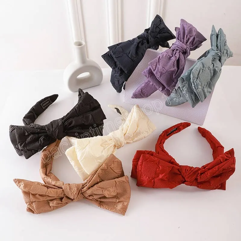 Tissu solide nœud papillon bandeau femmes grand nœud bandeau adolescentes filles noué Center femmes cheveux accessoires bandeau