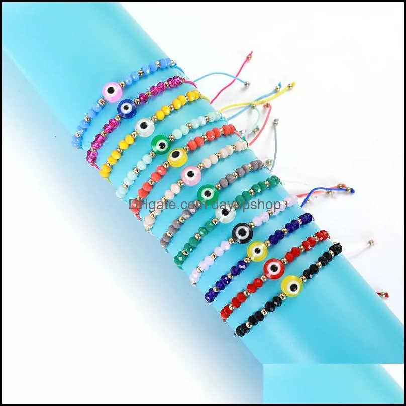 Очарование браслетов 12 процентов/упаковка летние конфеты Цвет цвета глаз Гласс Кристалл Семя Семя Буральна украшения прекрасные женщины, мужчины, дневной, dhiw1