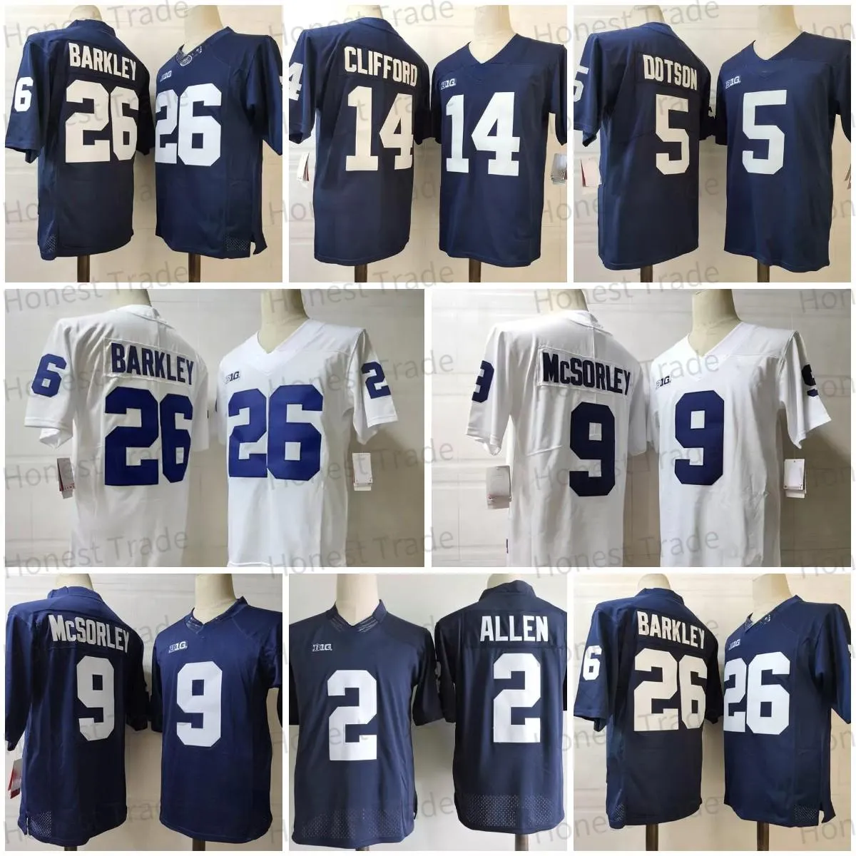 5 Dotson Football Jersey NCAA Penn State Nittany Lions College 2 Маркус Аллен 26 Saquon 9 Trace McSorley 88 Mike Gesicki Blue White