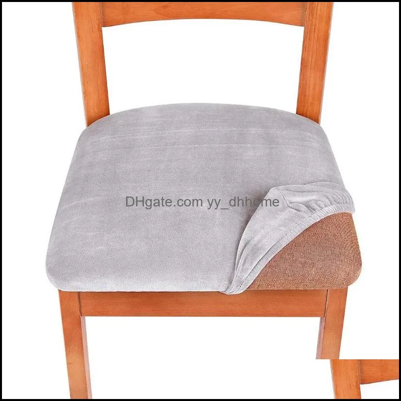 Washable Removable Chair Covers Household Velvet Dining Chairs Cushion Elastic Winter Spandex Dustproof Seat Cover Currency Home 7zf